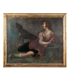 San Rocco by Luciano Borzone, oil on canvas, offered Mar 2015