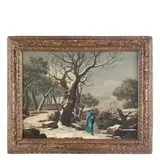 Giuseppe Bacigalupo, Paesaggio invernale con prelato, oil on canvas