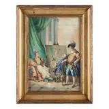Giacomo Favretto, Ritratto di pittore con la modella / Firmato e datato '1869' in basso a destra