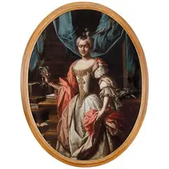 Carlo Amalfi, Ritratto di dama, oil on canvas ovale
