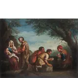 Paolo Monaldi, Contadini che giocano a carte, oil on canvas