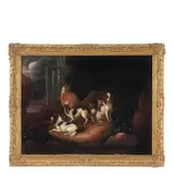 Adriaen Cornelisz Beeldemaker, Cani a riposo in un paesaggio con rovine, oil on canvas