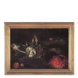 Simone del Tintore, Natura morta con volatili, granchio e funghi, oil on canvas