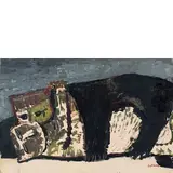 Salvatore Fiume, GIOCHI DI GATTI, ANNI 60, mixed media on cartoncino applicato on masonite