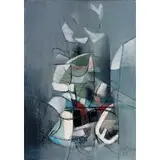 Ibrahim Kodra, PAESAGGIO COSMICO, 1966, oil on canvas