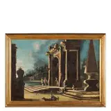 Gennaro Greco, Due capricci architettonici, oil on canvas