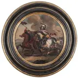 Francesco Simonini, Scene di battaglie cavalleresche, oil on canvas tonda