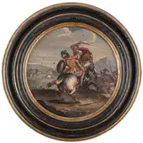 Francesco Simonini, Scene di battaglie cavalleresche, oil on canvas tonda