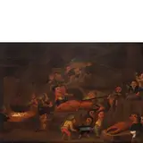 Nani che cucinano un gambero by Enrico Albrici, oil on canvas, offered Dec 2015