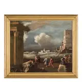 Cornelis van Poelenburch, Veduta di Roma con rovine, la Basilica di San Pietro sullo sfondo e figure, oil on canvas
