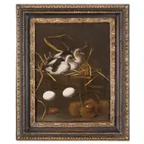 Volatili in un cesto con uova e castagne by Giovanni Battista Recco, oil on canvas, offered Dec 2015