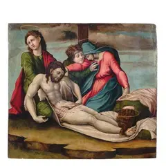 Compianto by Marco Cardisco detto Marco Calabrese, tempera on panel, offered Dec 2015