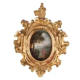 Fuga in Egitto / Battesimo di Cristo by Giovanni Battista Busiri, oil on copper, offered Mar 2016