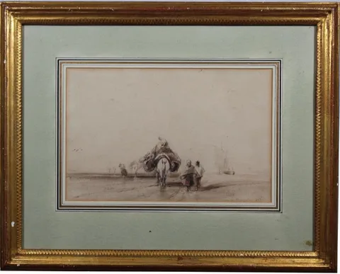 Camille Roqueplan, Beach Scene, Watercolor