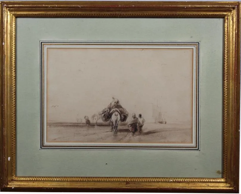 Camille Roqueplan, Beach Scene, Watercolor