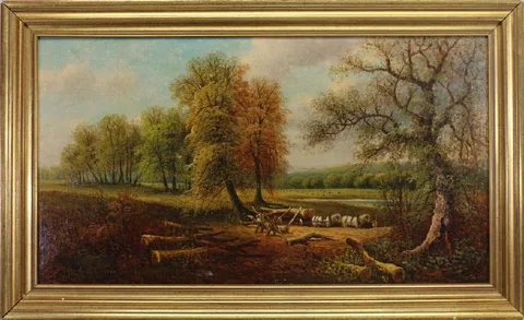George Harris, At Whitchurch, Oil on board
