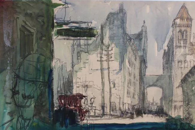 Edwin Newton Botsford, Old San Francisco, Watercolor