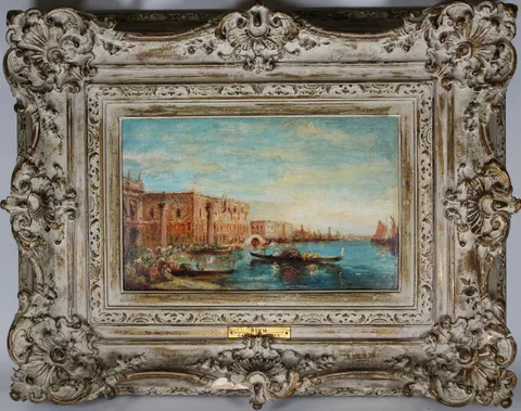 Félix Ziem, Canal in Venice, Oil on board