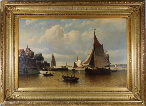 Johan Adolph Rust, Entering Harbor, Oil on canvas