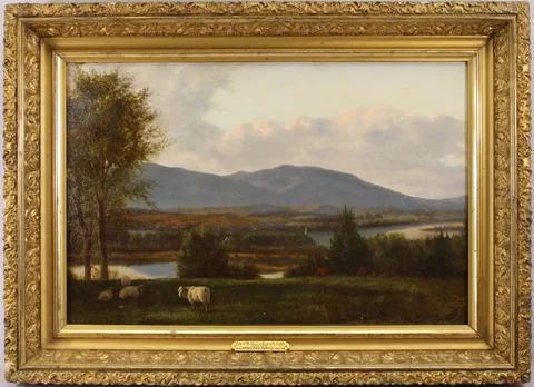 Frederic Rondel Sr., View of the Hudson with Sheep, Oil
