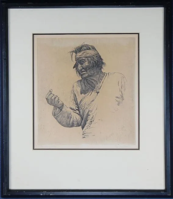 Wallace De Wolf, Navajo Trader, Etching