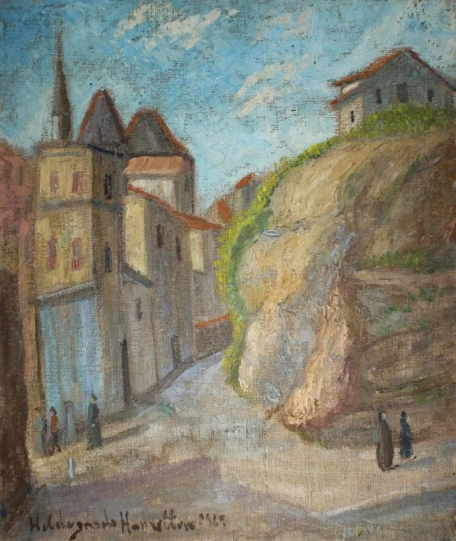Hildegarde Hamilton, Hall of Monastary, Oil on canvas