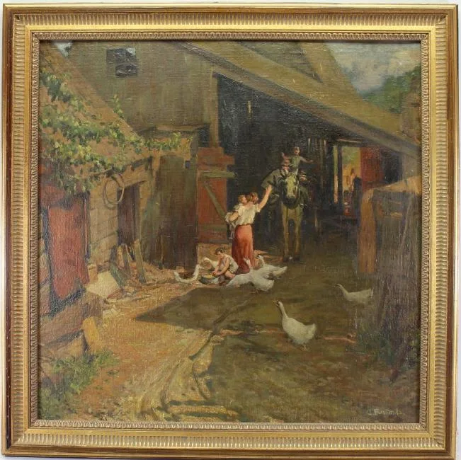 Saying Goodbye by Atillo Pusterla, Oil on board, offered Aug 2018