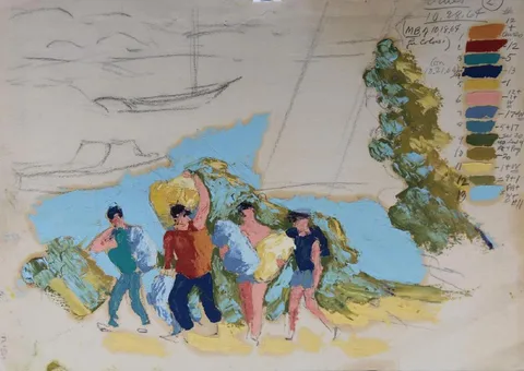 Frank Leonard Allen, Sails, Oil on Paper