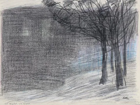Frank Leonard Allen, At Night, Pencil