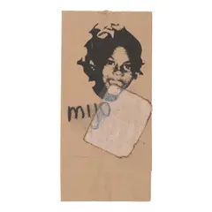 Mark Bradford, Mijo, from Can You Feel It?, 2004, Unique lithograph on brown paper bag with hand applied endpaper