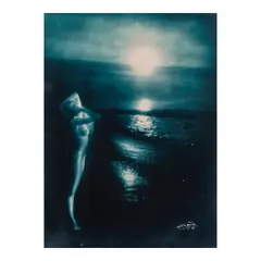 Sunset Trail by Edward S. Curtis, c. 1922, Blue-toned gelatin silver print; signed, copyrighted, and annotated 'L.A.' in white ink on the image, sold Feb 2026