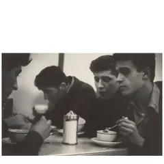 New York (Boxer Nick Biondi and Men at a Diner) by Garry Winogrand, 1954, Gelatin silver print; the photographer's 'Brackman Associates' credit stamps on the reverse, sold Feb 2026