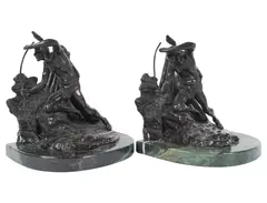 Carl Kauba, Untitled, bronze on marble bases, each