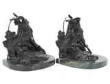 Carl Kauba, Untitled, bronze on marble bases, each