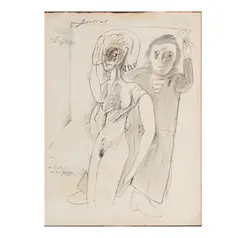 Jose Luis Cuevas, Untitled, ink and wash on paper, 1973