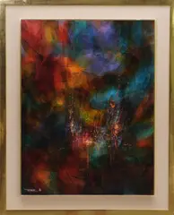 Leonardo Nierman, Untitled, oil on panel, 1964