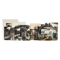 Henry Schonbauer, sixteen, ink on paper, one oil on canvas (unstretched), each
