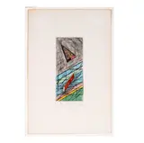 Ronald Davis, Untitled, drypoint print with hand coloring, 1980, ed. W.P. (working proof) I