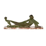 Demetre Chiparus, Untitled, bronze with green patina, mounted to marble plinth; with foundry mark "Etling Paris"