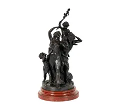 Michel Claude Clodion, Untitled, bronze on marble base, bronze group: