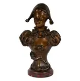 A French Patinated, Untitled, bronze bust of a woman