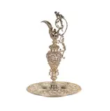 A Silvered, Untitled, bronze ewer and underplate