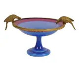 A French Gilt, Untitled, bronze and opaline glass birdbath tazza