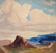 Emilio Lanzi, Emilio Lanzi 1884 - 1965 Clouds Beyond the Veil, oil on canvas laid to board