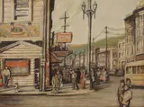 Bianca Royce, Bianca Conti Royce (Royce Bianca) California 1881-1954 Park Street Scene, oil on board