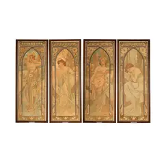 Alphonse Mucha, 1860-1939, Heures du Jour, Alphonse Mucha Czech 1860-1939 Heures du Jour (Times of the Day) "Eveil du Matin", "Eclat Du Jour", "Reverie du Soir", and "Repos de la Nuit"; each:, lithograph in colors 1899; each