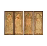 Alphonse Mucha, 1860-1939, Heures du Jour, Alphonse Mucha Czech 1860-1939 Heures du Jour (Times of the Day) "Eveil du Matin", "Eclat Du Jour", "Reverie du Soir", and "Repos de la Nuit"; each:, lithograph in colors 1899; each