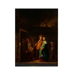 Joos van Craesbeeck, Figures Entering an Inn, oil on wood panel; c. 1605?1661, Flemish;