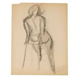 Sam Tchakalian American 1929-2004 Seated Female Nude by Sam Tchakalian, 1929-2004, Seated Female Nude, charcoal on paper, offered Sep 2025