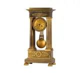 A French Empire Gilt, Untitled, bronze portico clock